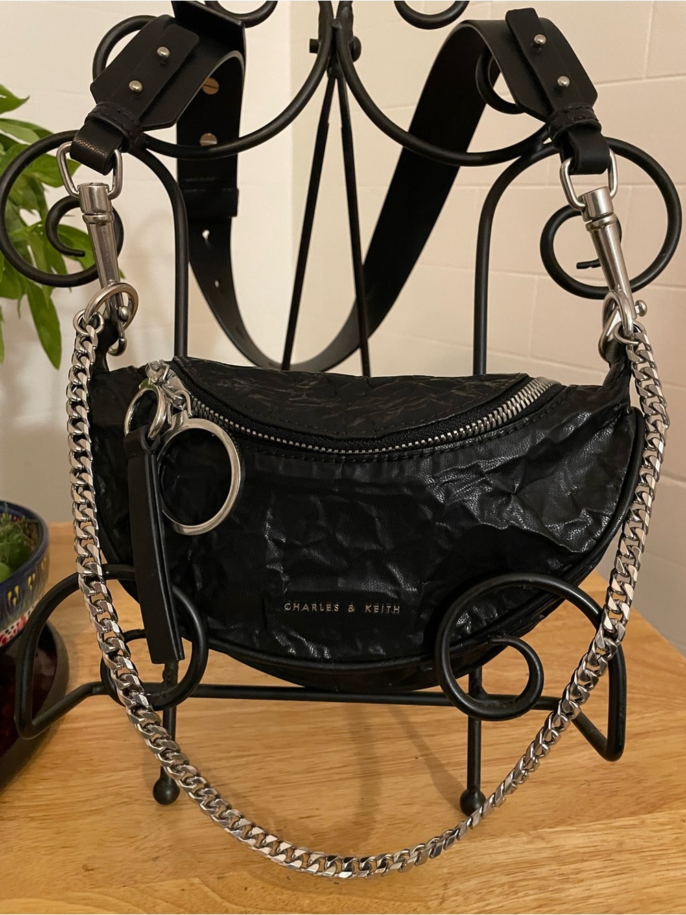 Charles & Keith Wrinkled Effect Crossbody Belt Bag